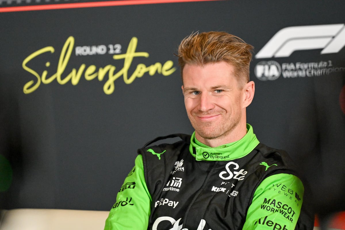 Hulkenberg during press conference at Silverstone