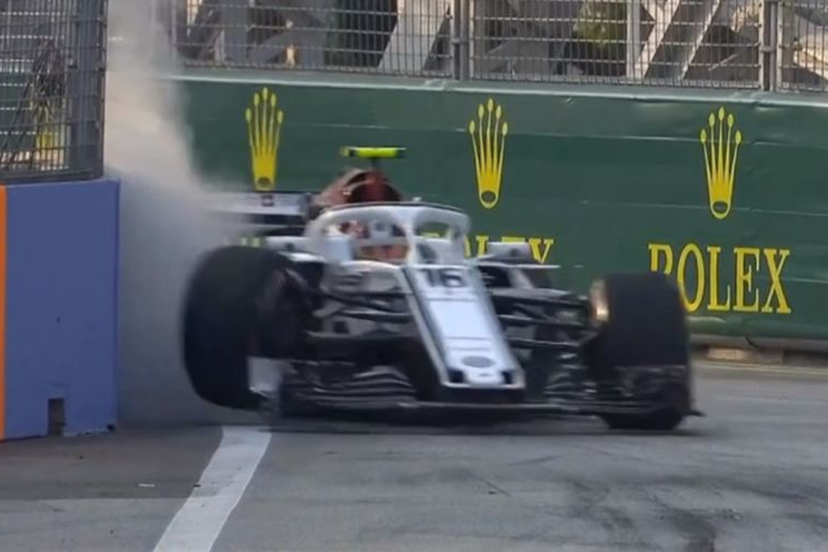 VIDEO: Leclerc suffers embarrassing crash in P1 at Singapore