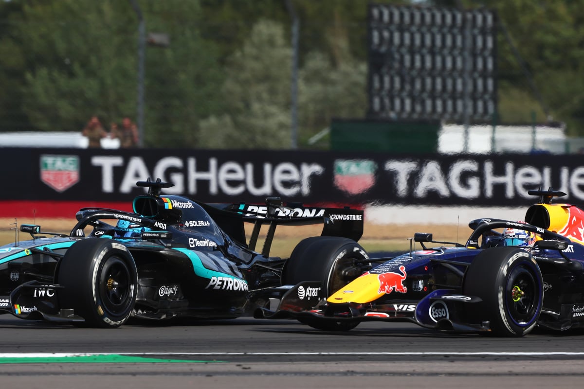 Verstappen and Russell side-by-side at Silverstone