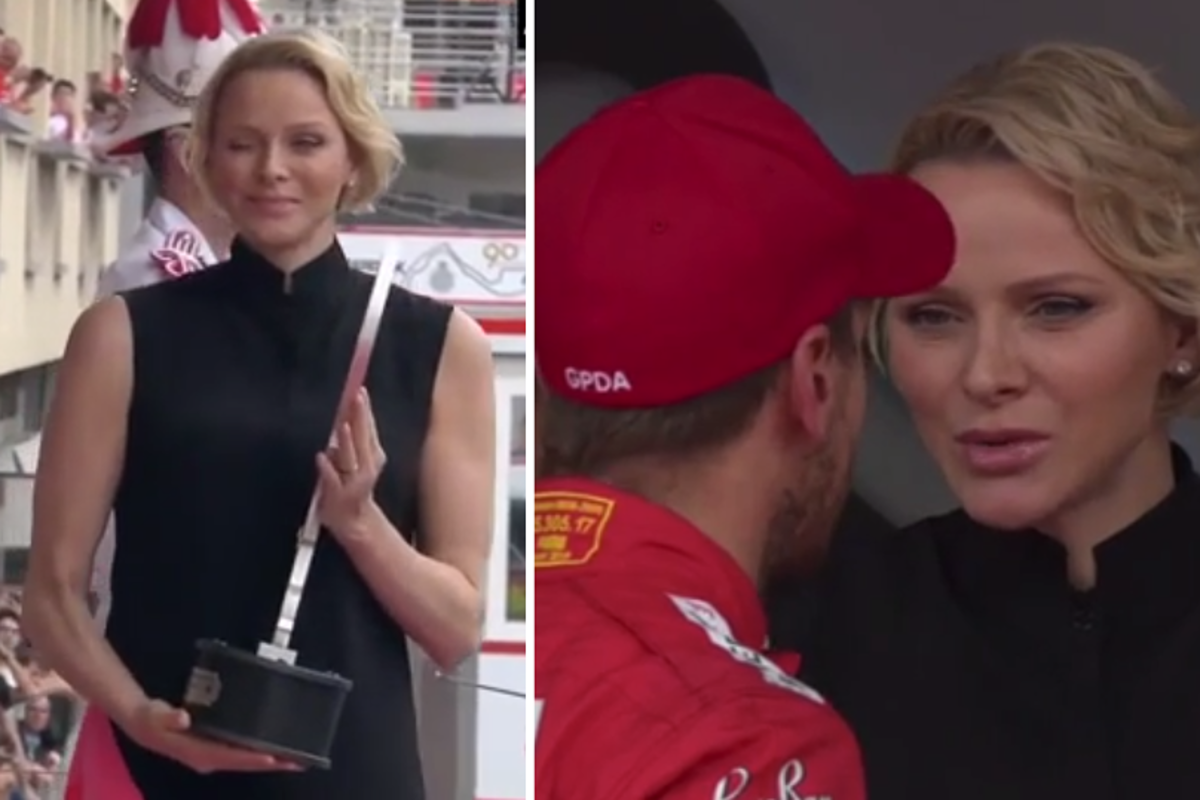 VIDEO: Prinses Charlene 'flirt' met Sebastian Vettel