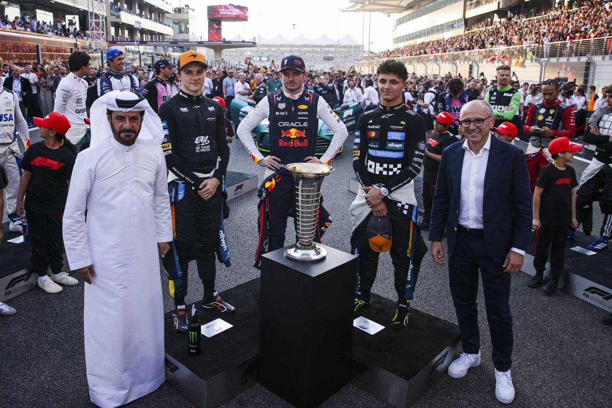 Domenicali, Ben Sulayem, Piastri, Verstappen, Norris, generic, 2025
