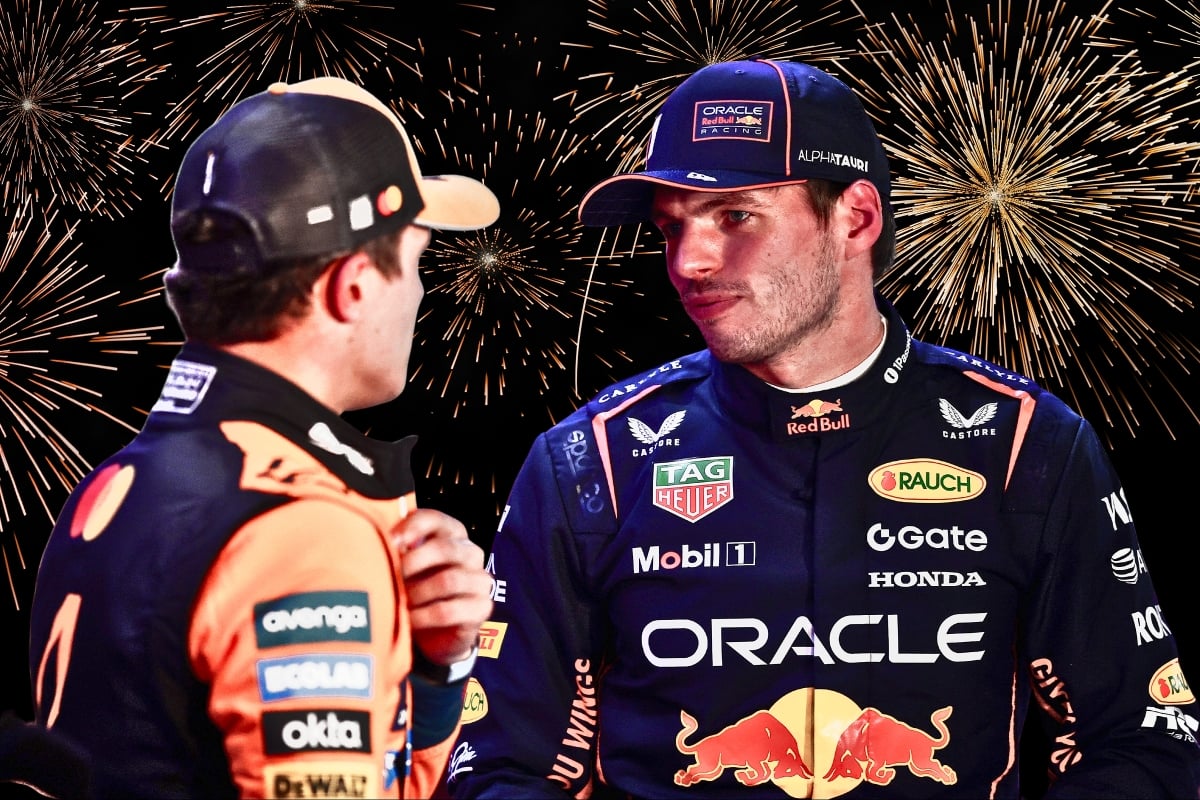 Verstappen and Norris with fireworks