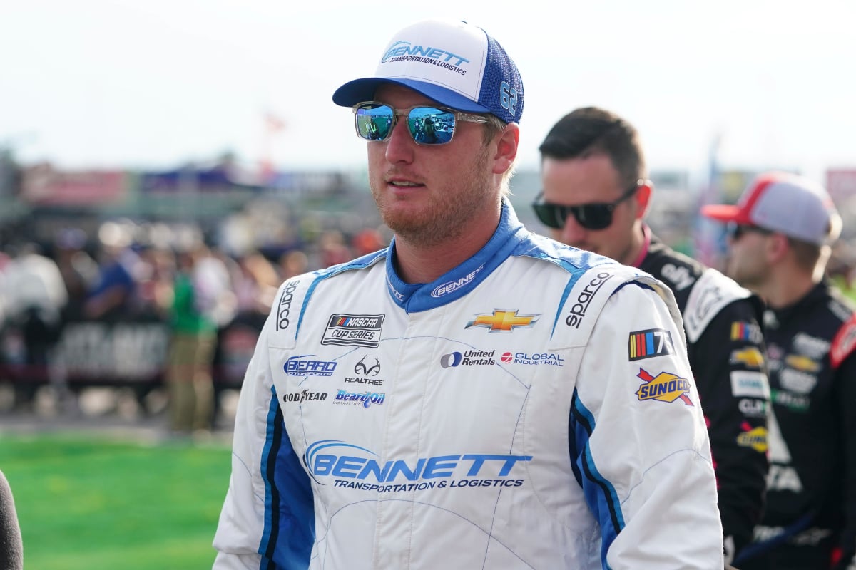An image of NASCAR driver Austin Hill looking into the distance