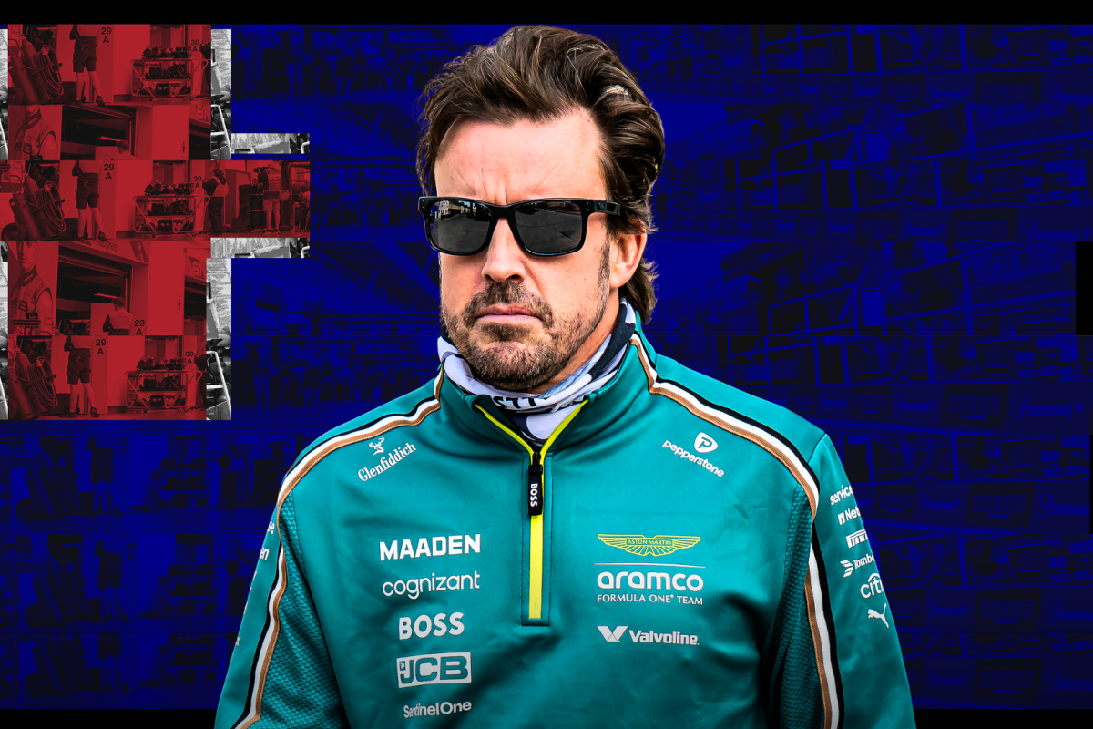 Fernando Alonso in front of the Australian flag