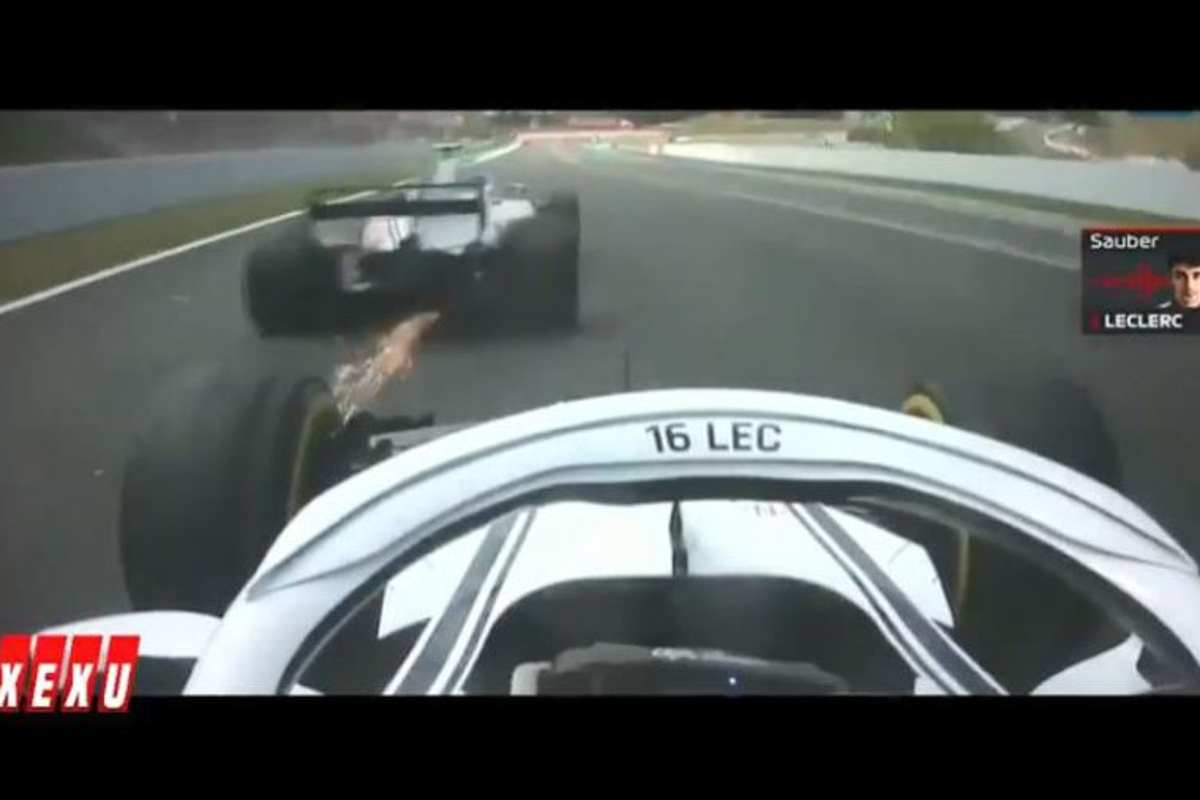 Leclerc FUMES with Magnussen after near-miss
