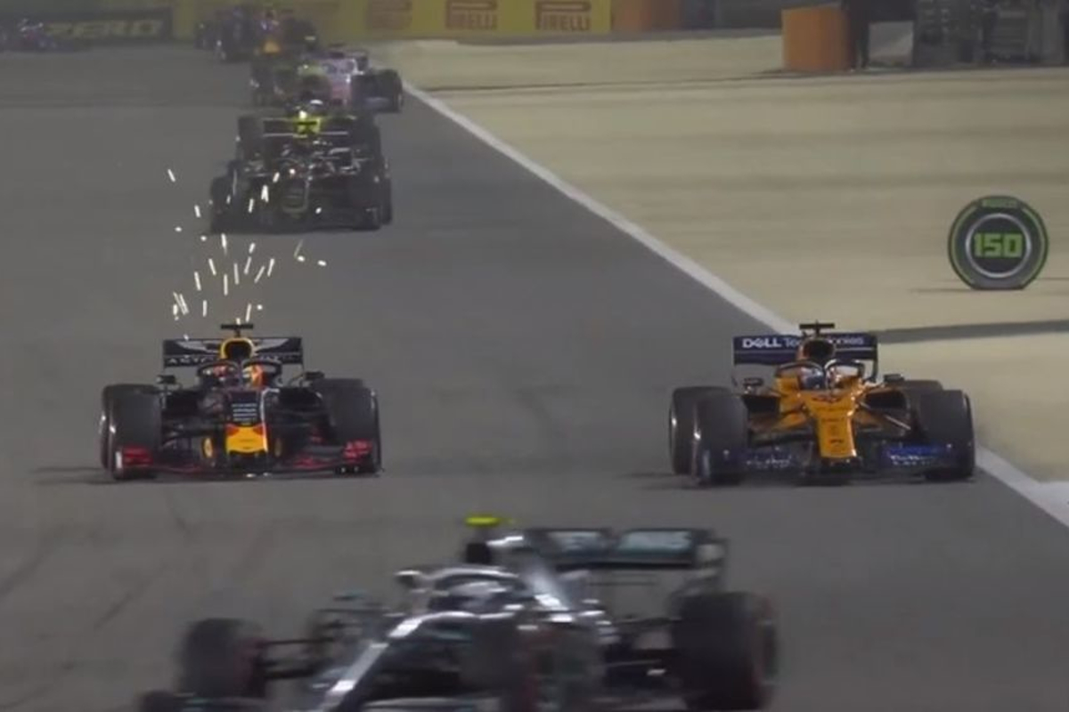 VIDEO: Verstappen punctures Sainz!