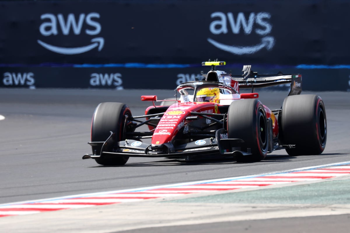 Hamilton during practice at the Hungaroring