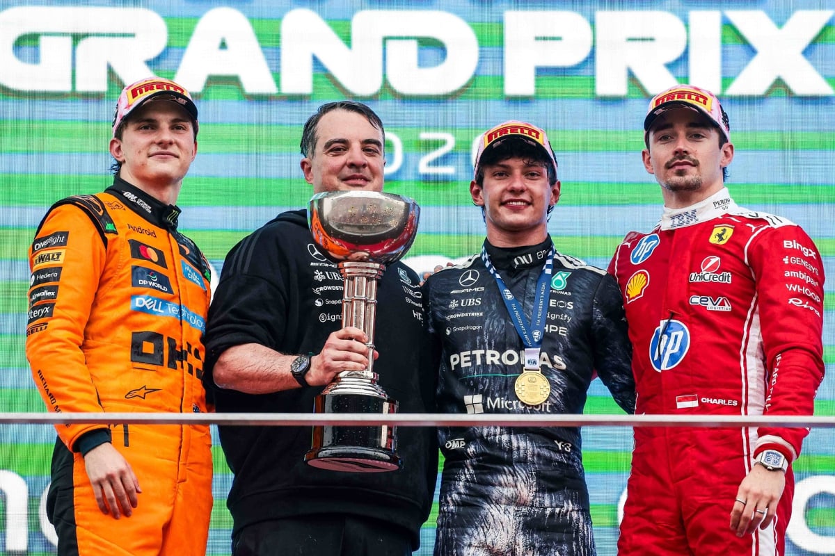 Piastri, Antonelli and Leclerc on the Chinese GP podium