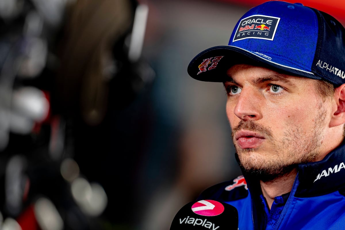 Max Verstappen looking serious during an interview at the Japanese Grand Prix