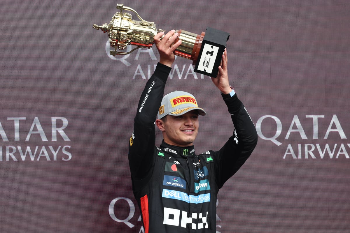 lando norris celebrates at silverstone