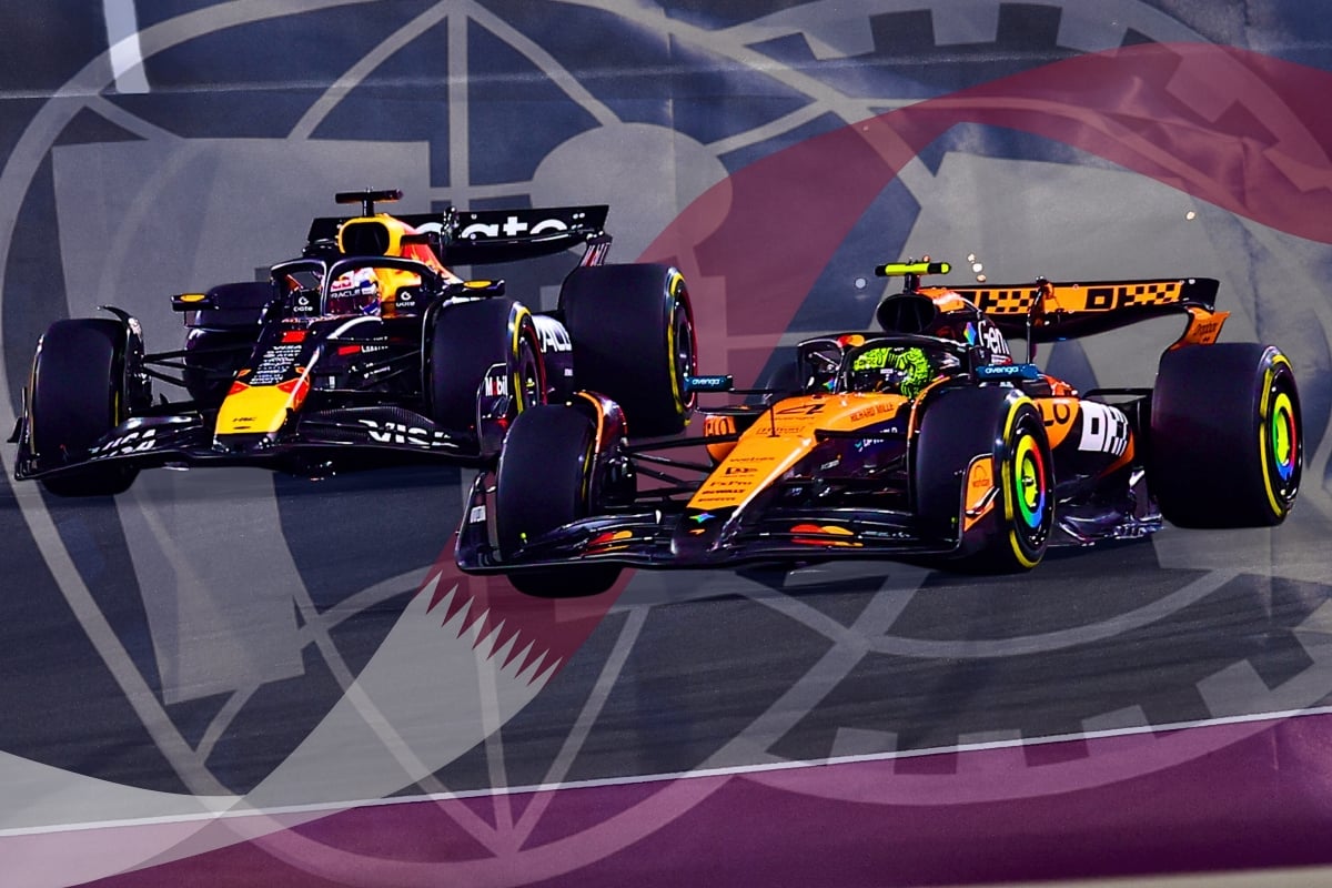 Verstappen chasing Norris during Qatar GP