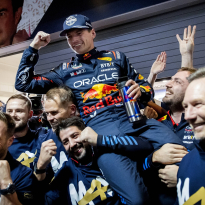 NASCAR driver PICTURED with Verstappen as star celebrates F1 championship win in Las Vegas