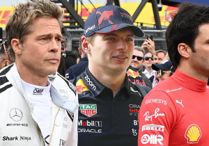 ZIEN: Brad Pitt schudt op nederige wijze hand van Max Verstappen