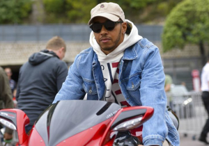 PHOTOS: Hamilton arrives at Monaco GP on two wheels in style!