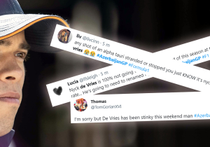 Twitter slacht De Vries na nieuwe crash in Bakoe: "Stuur hem terug naar de kartbaan!"
