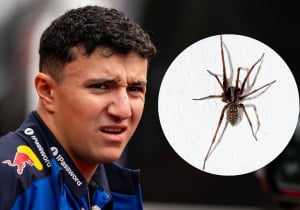 F1 stars freak out over spider prank