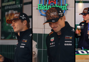 Verstappen proost met biertje vlak voor aanvang vrije training in Zandvoort