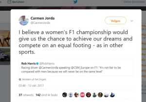 Twitter-rel rond 'Formule 1 voor vrouwen'