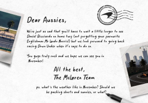 McLaren ask Aussie fans "What's the weather like in November?"