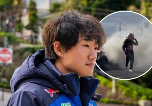 Yuki Tsunoda's Red Bull return hits trouble as F1 car catches fire