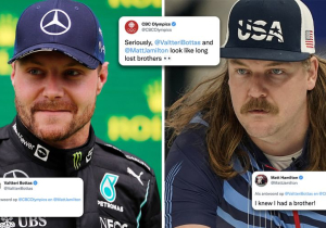 Bottas reageert op hilarische meme over 'dubbelganger' op Olympische Spelen