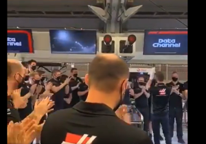VIDEO: Romain Grosjean krijgt staande ovatie van Haas