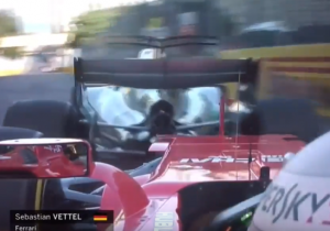 VIDEO: Het bizarre moment tussen Vettel en Hamilton in Baku 2017