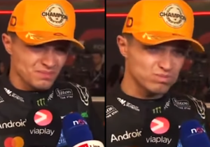 Norris lijkt sterke drank te drinken tijdens interviews in Abu Dhabi