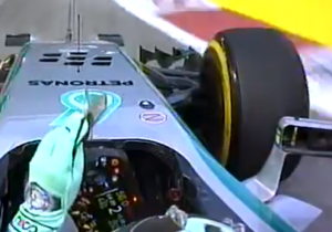 VIDEO: Frustrated Rosberg discards loose mirror
