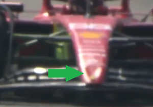 Ferrari nose develops dent in first F1 testing session