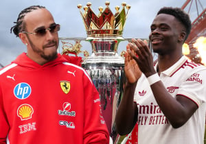 F1 legend Lewis Hamilton celebrates Arsenal Premier League title win
