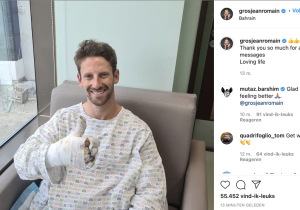 Grosjean deelt lachende foto van zichzelf met 'thumbs up'
