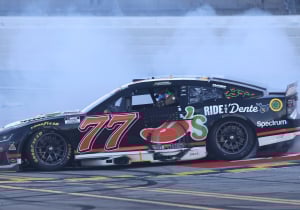 Craziest win celebration ever? NASCAR driver crashes into wall then burns out tyres
