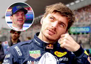 Max Verstappen at scene of Japanese GP media pen damage