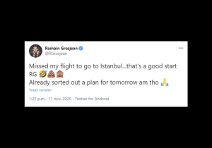 Romain Grosjean mist vlucht naar Turkije