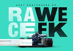 Mercedes neemt Ferrari in de zeik met raceposter Grand Prix Portugal