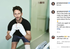 Grosjean laat van zich horen vanuit het ziekenhuis: "Lichaam herstelt goed"