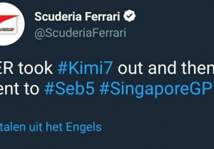 FOTO: Ferrari geeft Verstappen de schuld van crash bij start