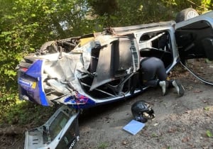 Jos Verstappen en navigator Jasper Vermeulen beleven zware crash in Rallye de Wallonie