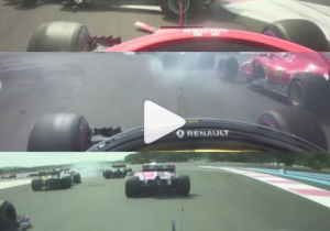 VIDEO: De chaotische start in Frankrijk vanaf drie auto's