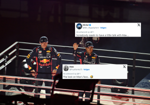 Social media gaat stuk om zuur gezicht Verstappen tijdens openingsceremonie Las Vegas