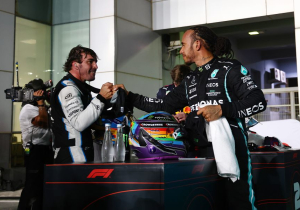 Hamilton giggling over Alonso Verstappen swipe