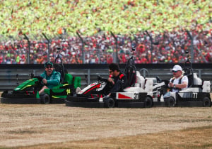 LEGO F1 race descends into chaos as cars get STUCK in gravel at Silverstone