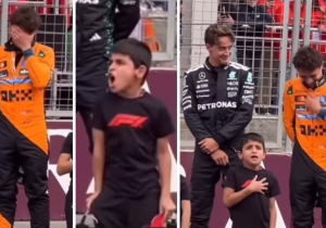 Norris en Russell lachen om jongetje dat meezingt met volkslied in Bakoe