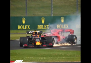 In de herhaling: Vettel en Verstappen vliegen eraf op Silverstone