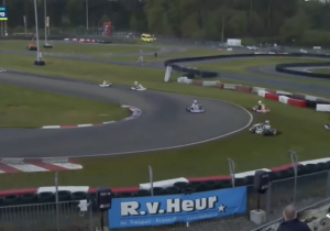 Bizarre crash tijdens kartrace Genk: gehele top tien eindigt in de bandenstapel