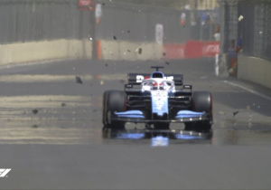 Russell's Williams shredded by Baku drain cover, FP1 cancelled