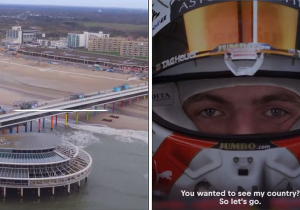 Max Verstappen scheurt in zijn Red Bull door de Nederlandse straten