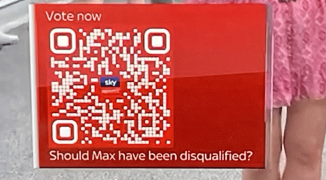 Sky Sports bracht QR-code in live tv-uitzending voor diskwalificatie Verstappen