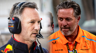 Brown steekt de draak met beschuldiging van Red Bull en neemt slok van 'bandenwater'